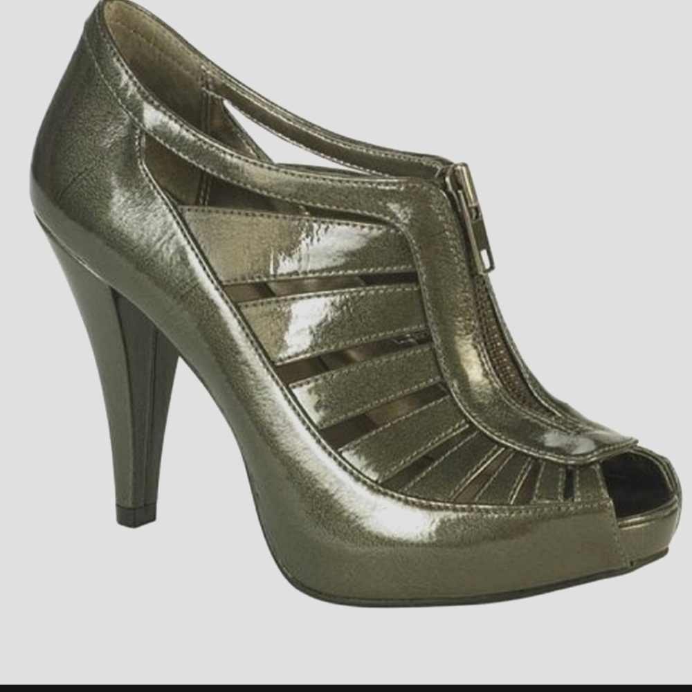 SM New York Peep Toe Bootie Pewter Size 9.5